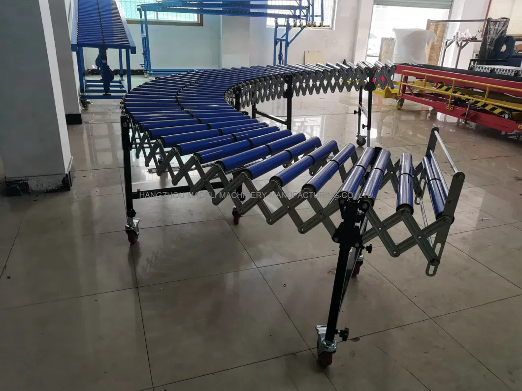 Vehicle Loading Offloading Gravity Flexible Expandable Roller Skate Wheel Conveyor